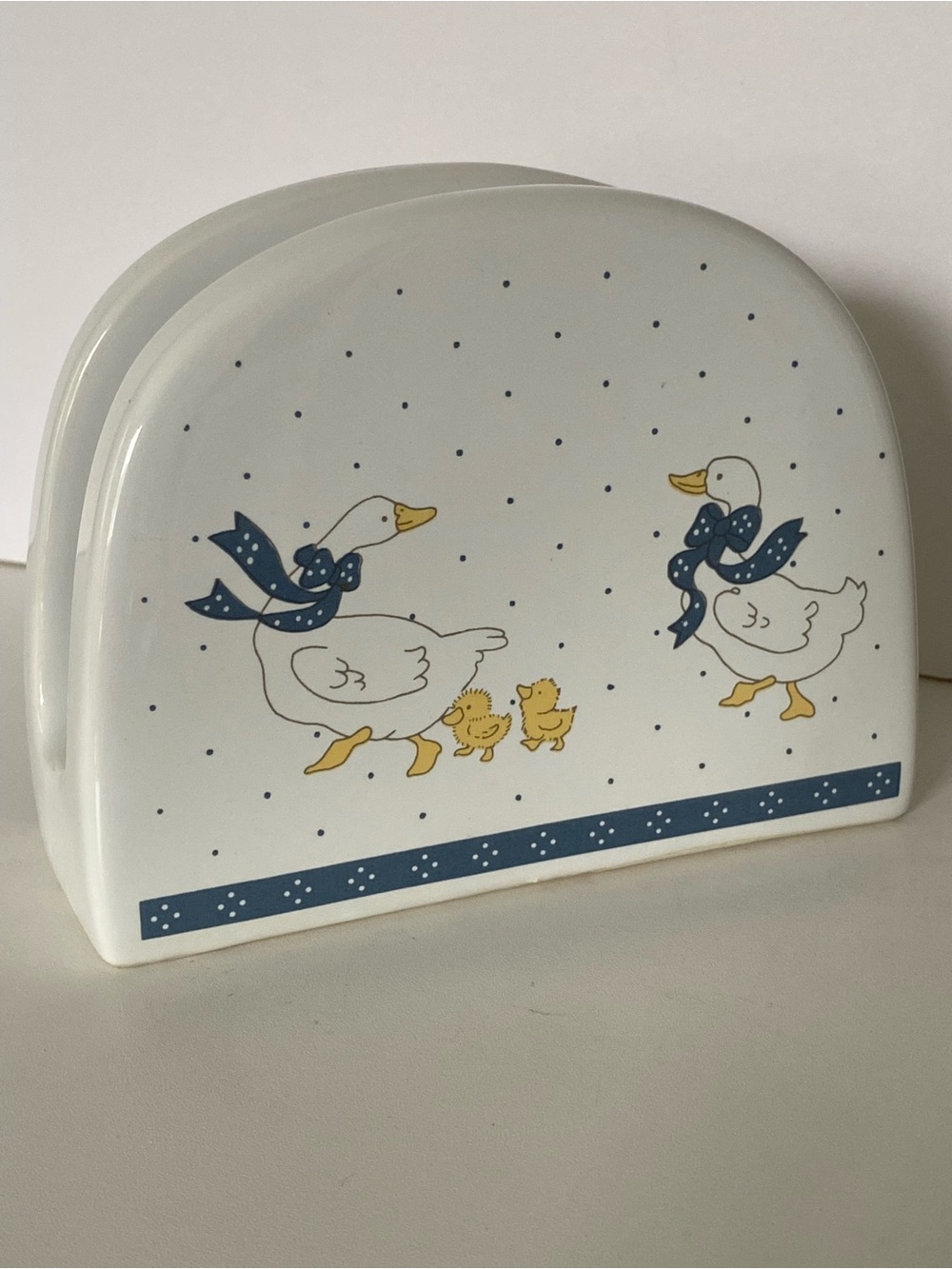 Vintage Country Goose Napkin Holder Otagiri Ceramic Country Farmhouse EUC Blue